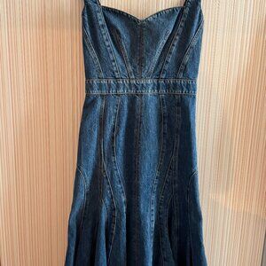 Alexander McQueen High-Low Denim Dress, size 40